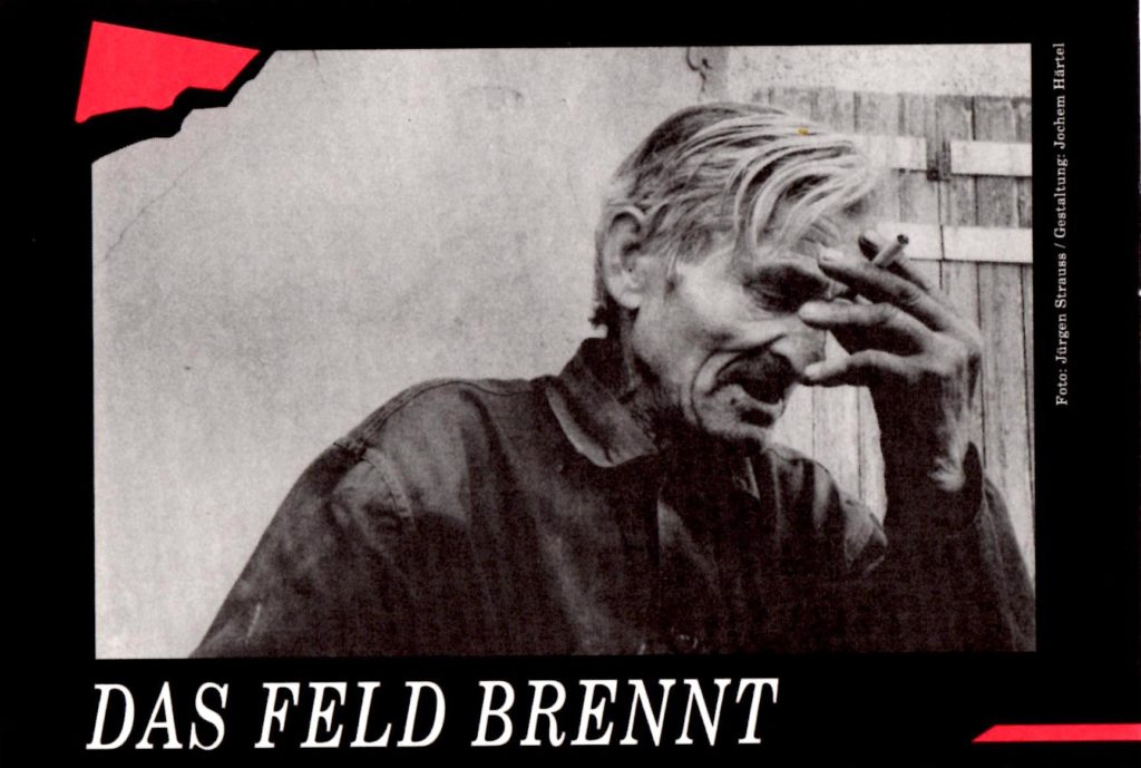 Filmplakat: Das Feld brennt (1992, Foto: Jürgen Strauss, Gestaltung: Jochem Härtel)