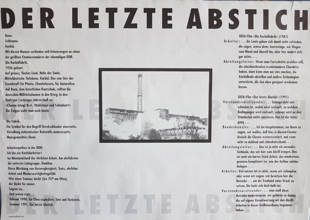 Filmplakat "Der letzte Abstich" Vorderseite (Design und Satz: Jürgen Hoffmann)